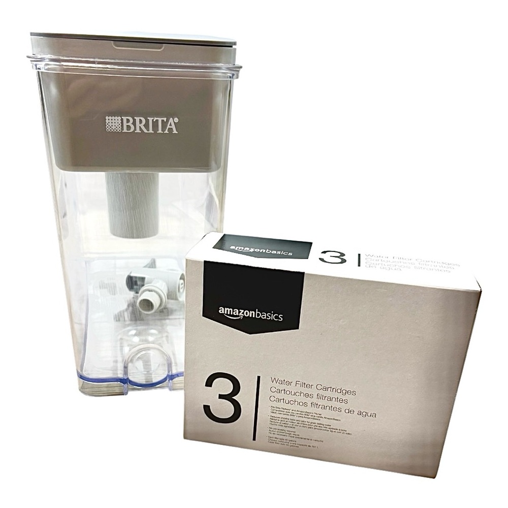 Brita Clear and Gray Water Filter Dispenser with Cartridges